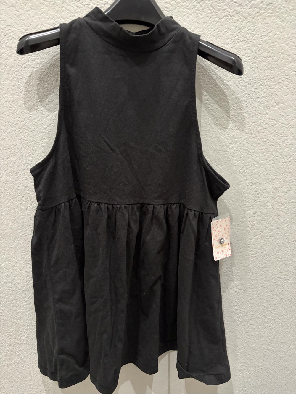 Free People Black Sleeveless Mock  Top